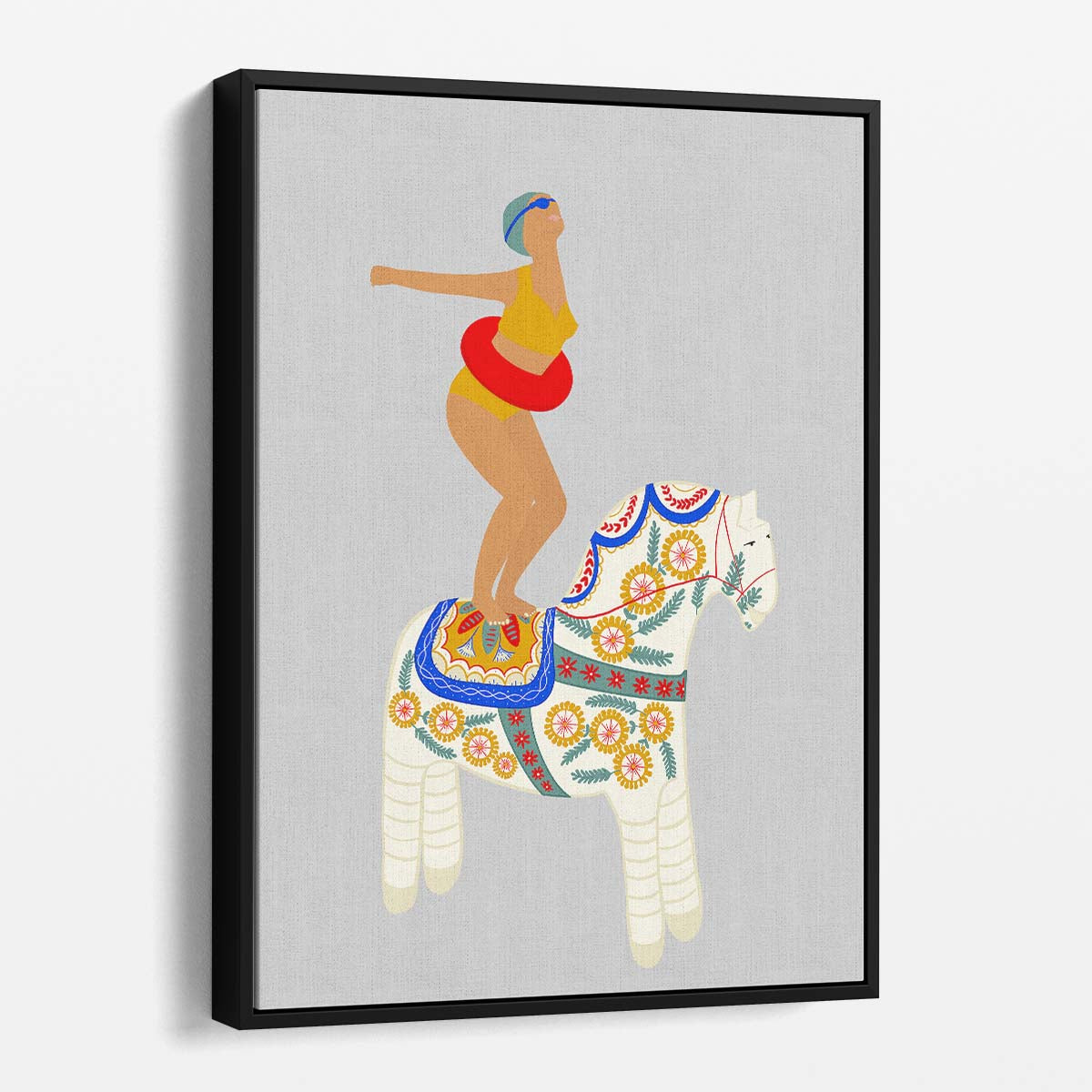 Surreal Equestrian Swimming Illustration Wall Art by Jota de Jai by Luxuriance Designs, made in USA