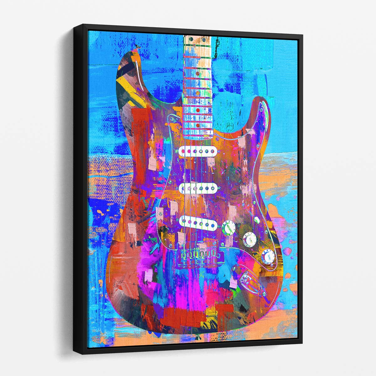 Painted Stratocaster Electric Guitar Wall Art by Luxuriance Designs. Made in USA.