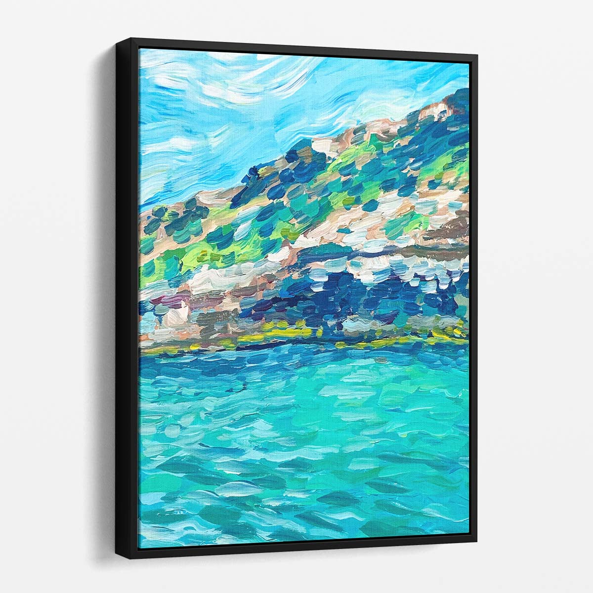 Vibrant Mallorca Spain Seascape Illustrated Acrylic Wall Art by Luxuriance Designs, made in USA