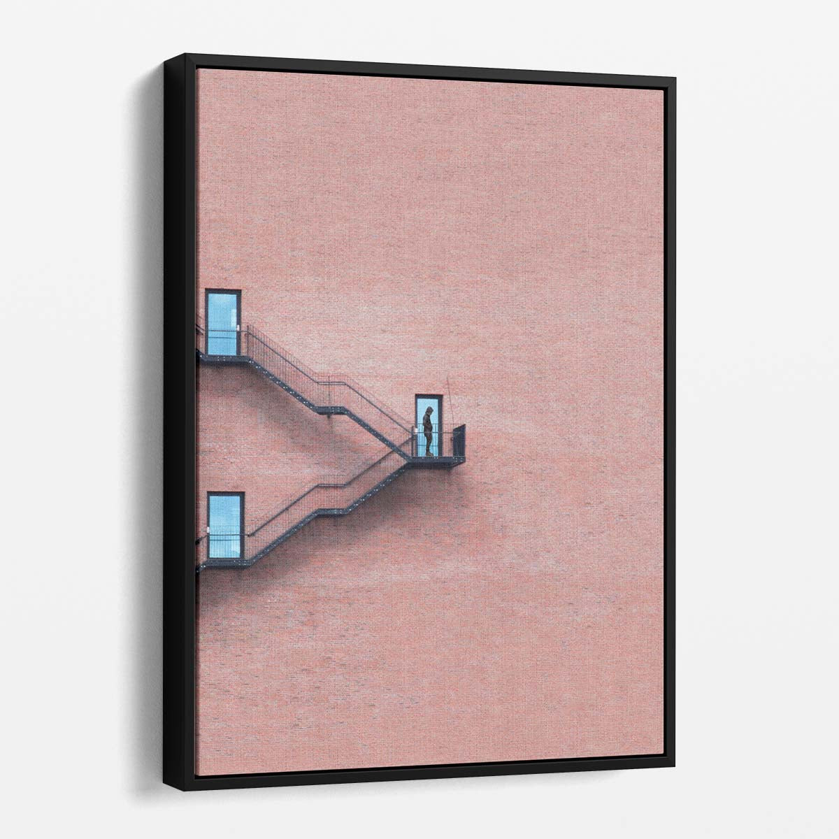 Minimalist Pink Staircase Architecture Photography - Urban Wall Art by Luxuriance Designs, made in USA