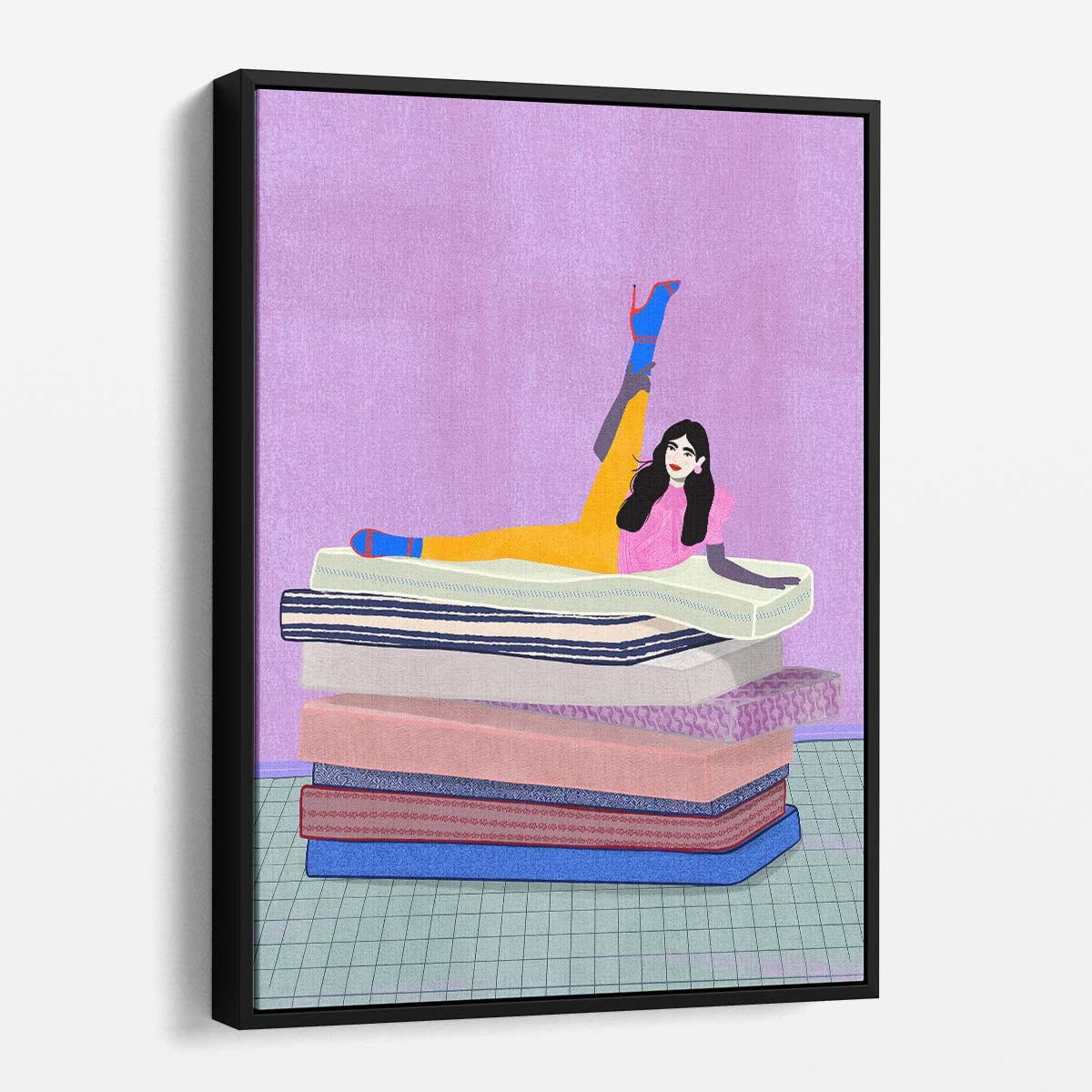 Flexible Yoga Pose Woman Illustration Wall Art for Zen Spa by Luxuriance Designs, made in USA