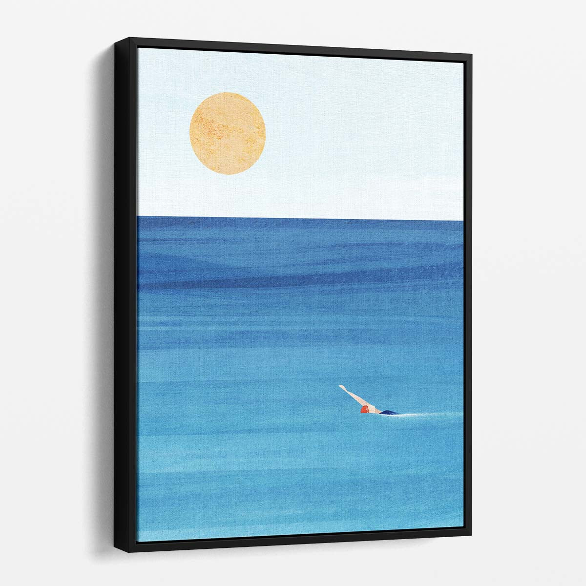 Tranquil Seascape Swimmer Illustration Art by Longwayhome by Luxuriance Designs, made in USA