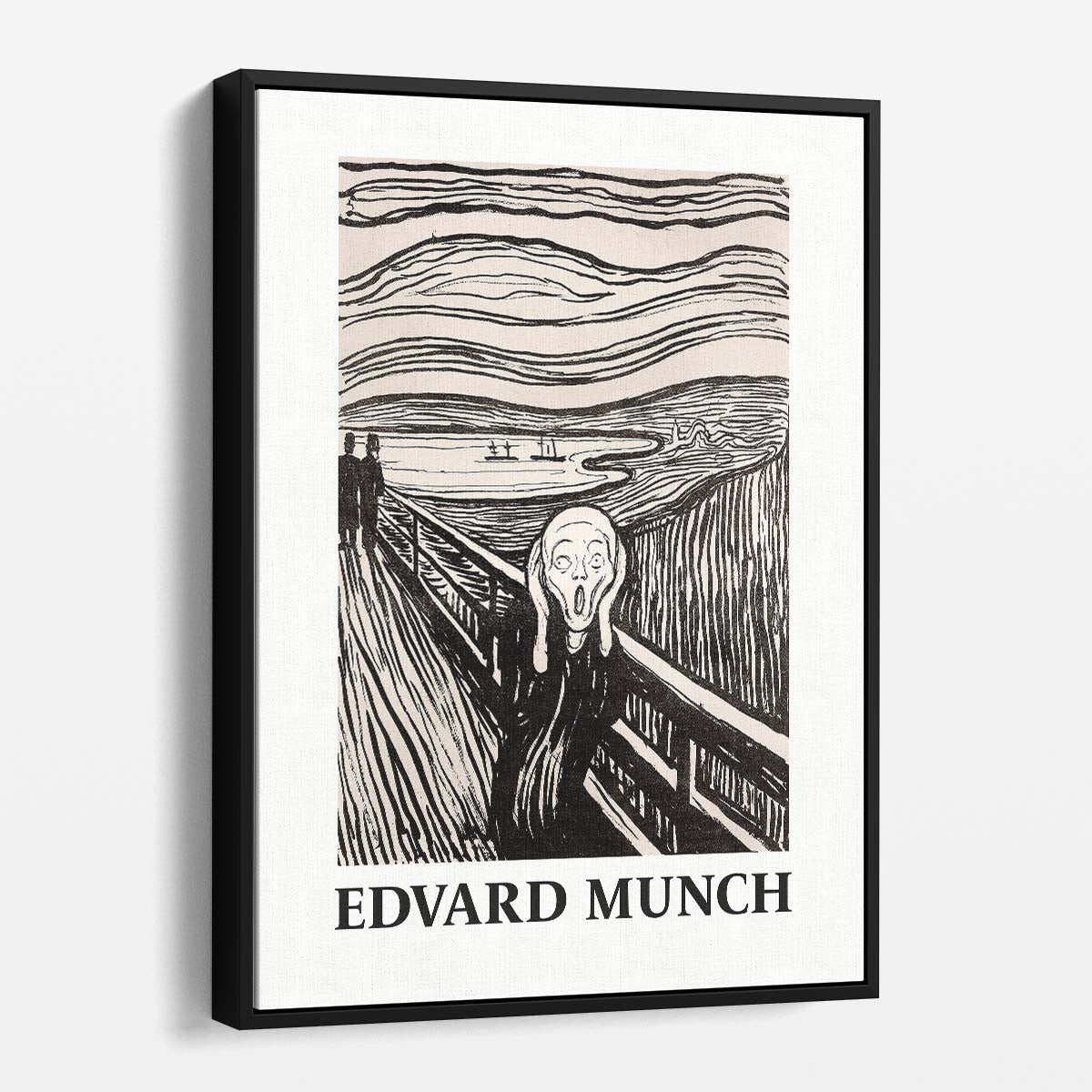 Edvard Munch Masterpiece The Scream Monochrome Acrylic Painting Poster by Luxuriance Designs, made in USA