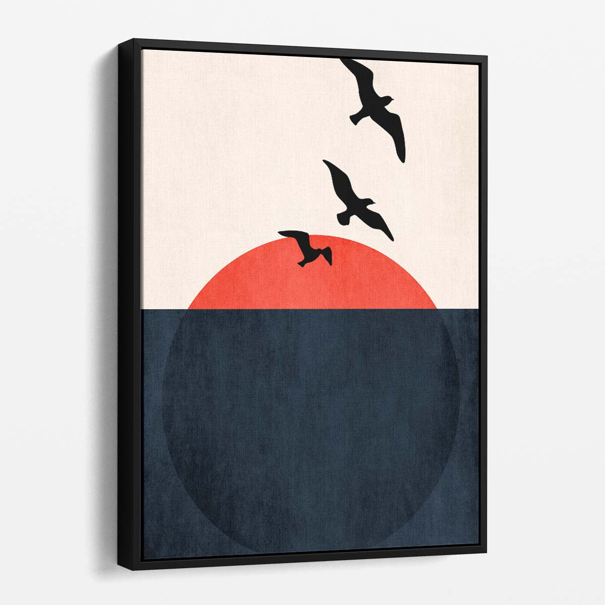 Kubistika's Bright Sunset Illustration of Seagulls in Flight by Luxuriance Designs, made in USA