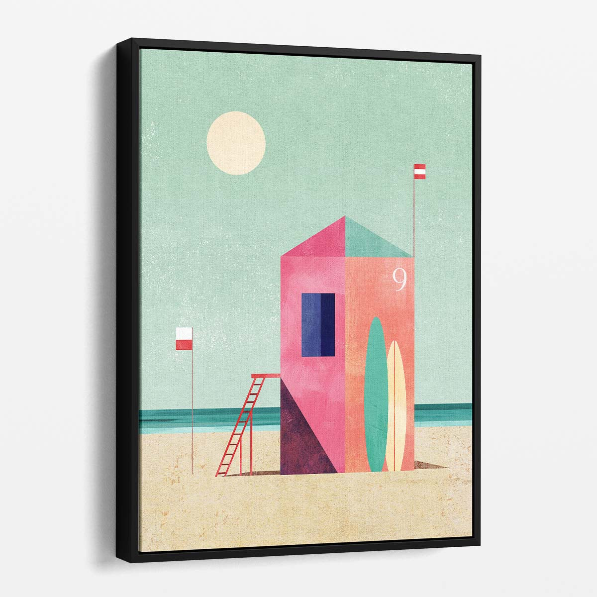 Colorful Miami Beach Surf Hut Illustration Wall Art by Luxuriance Designs, made in USA