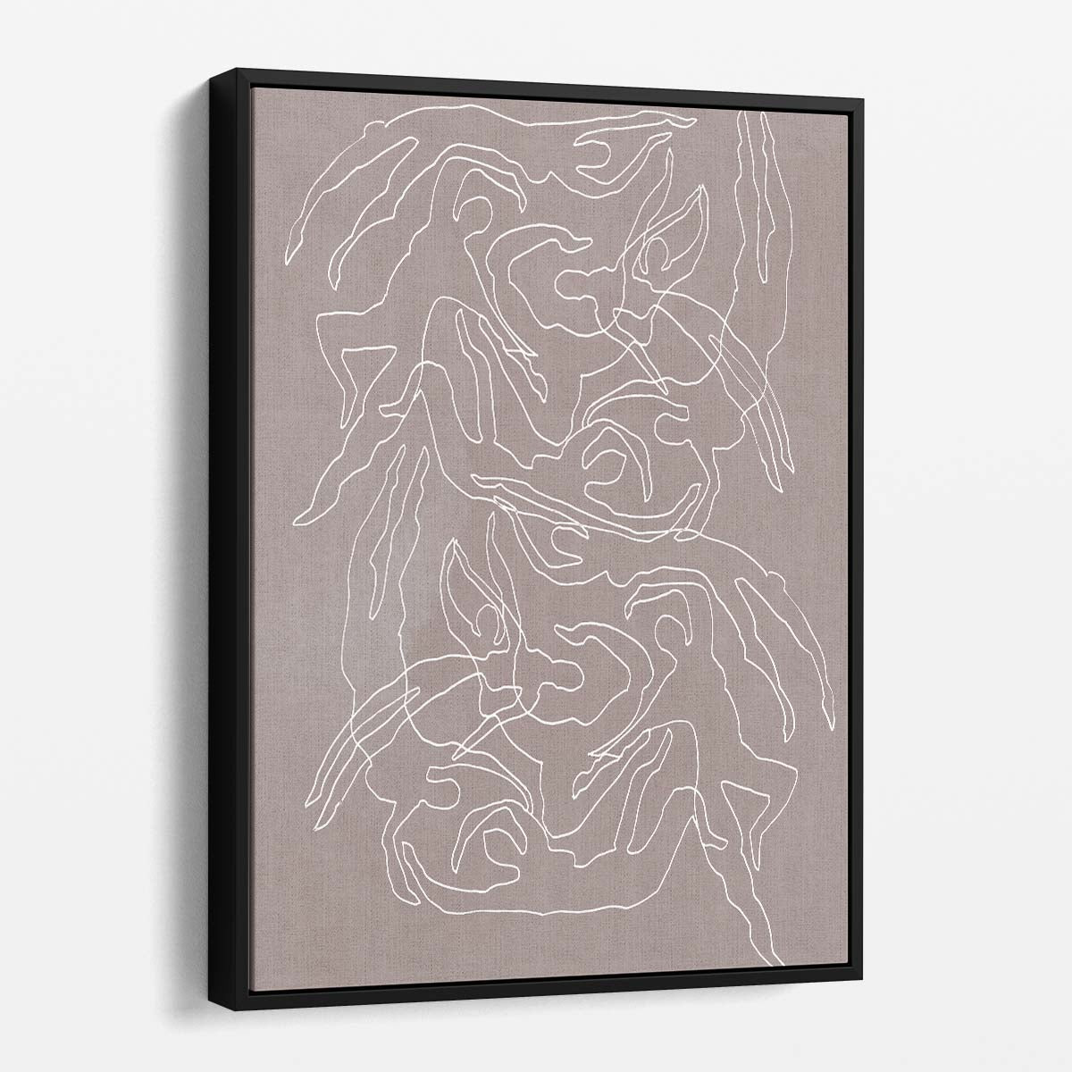 Abstract Line Art Swimmers Illustration in Beige, BodyScape Drawing by Luxuriance Designs, made in USA