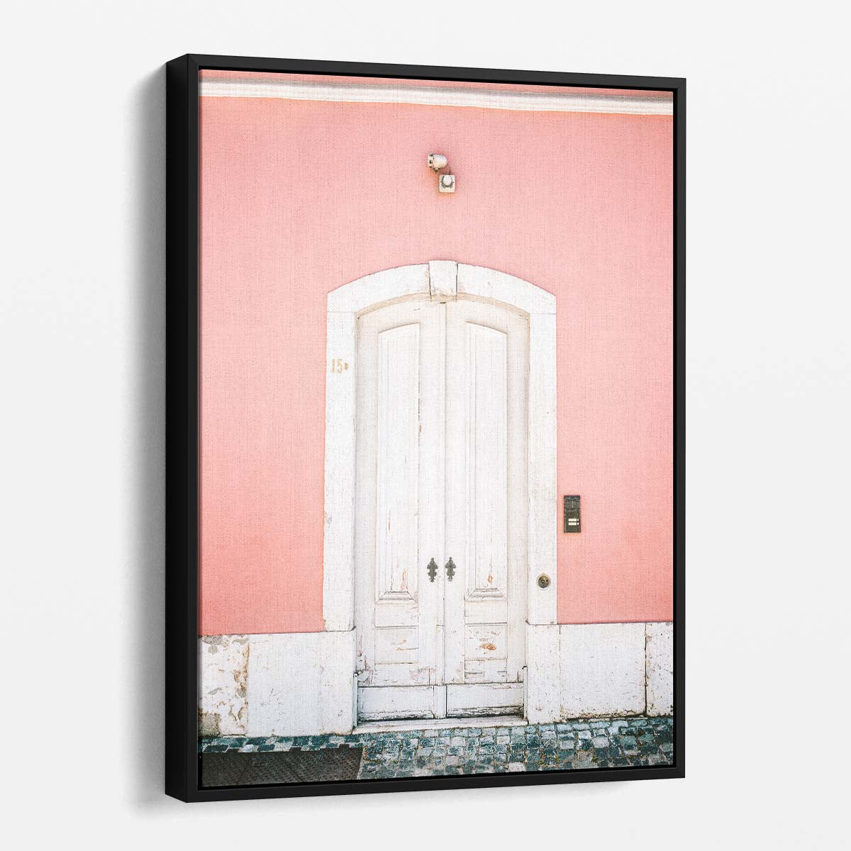 Lisbon Portugal Architectural Photography Red Door Facade Wall Art by Luxuriance Designs, made in USA