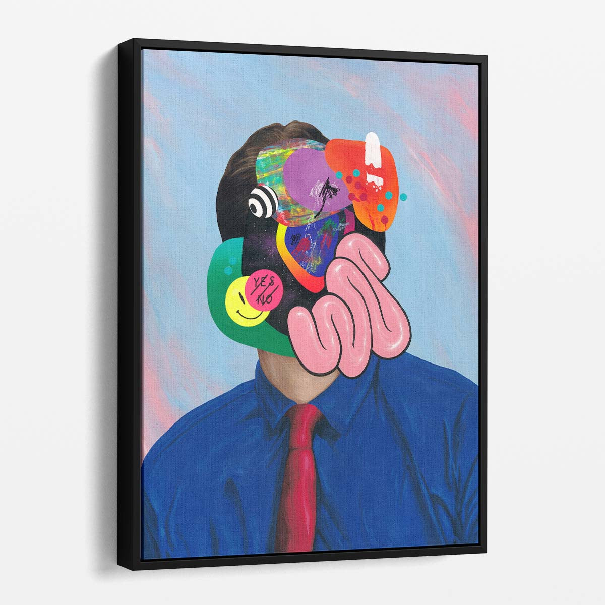 Colorful Surrealist Man Illustration - Pop Art Sky Composite by Luxuriance Designs, made in USA