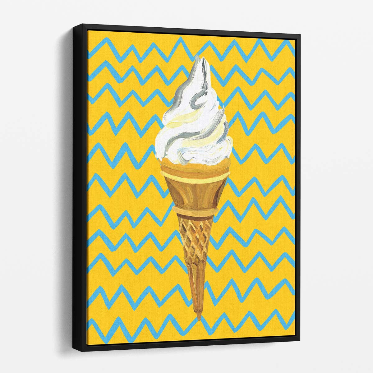 Abstract Geometric Yellow Ice Cream Illustration Kitchen Wall Art by Luxuriance Designs, made in USA