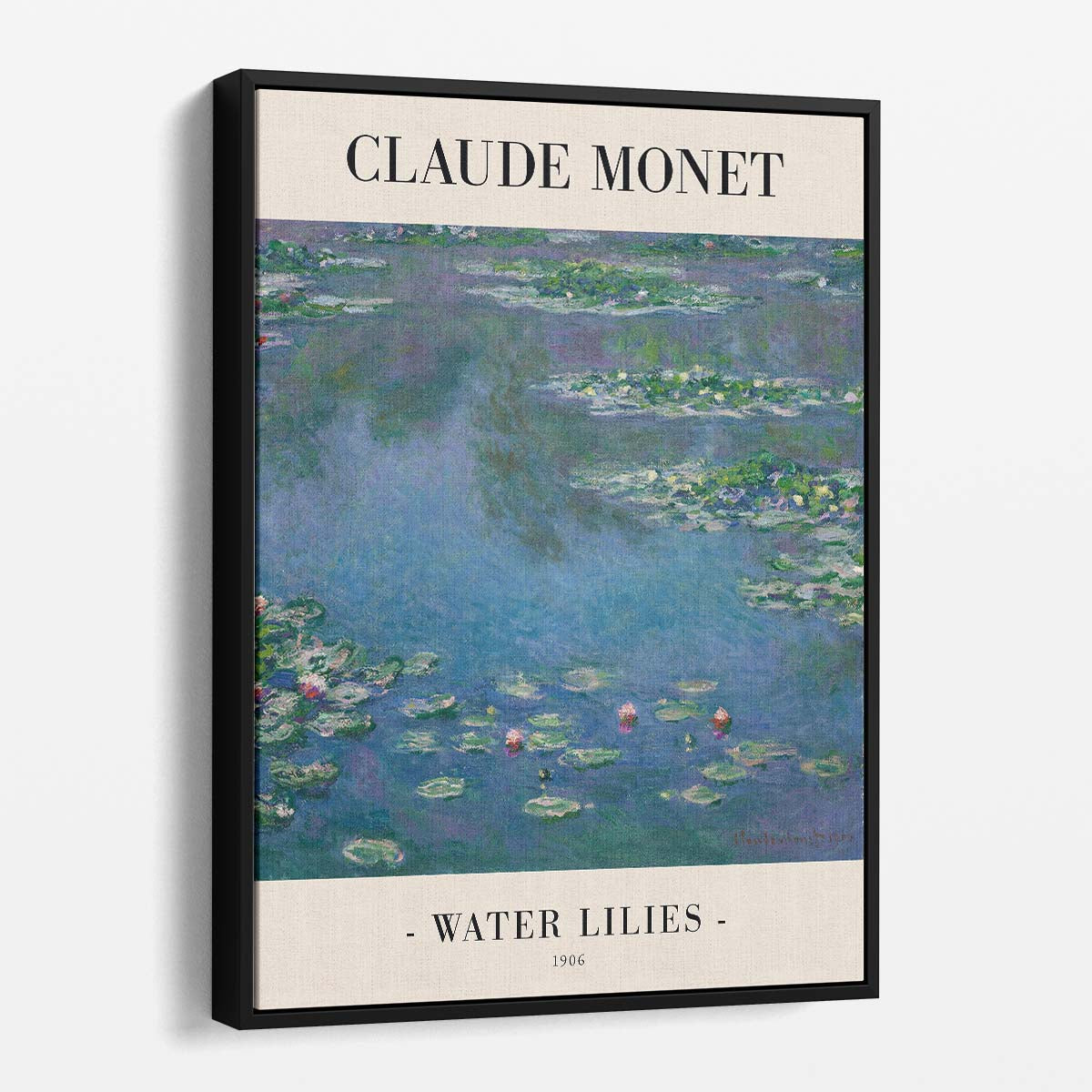 Claude Monet Water Lilies Floral Art Poster, Inspirational Botanical Illustration by Luxuriance Designs, made in USA