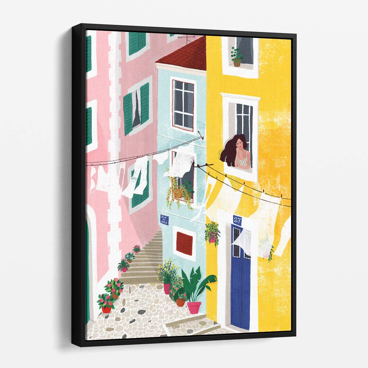 Colorful Urban Summer Girl Illustration Wall Art by Luxuriance Designs, made in USA