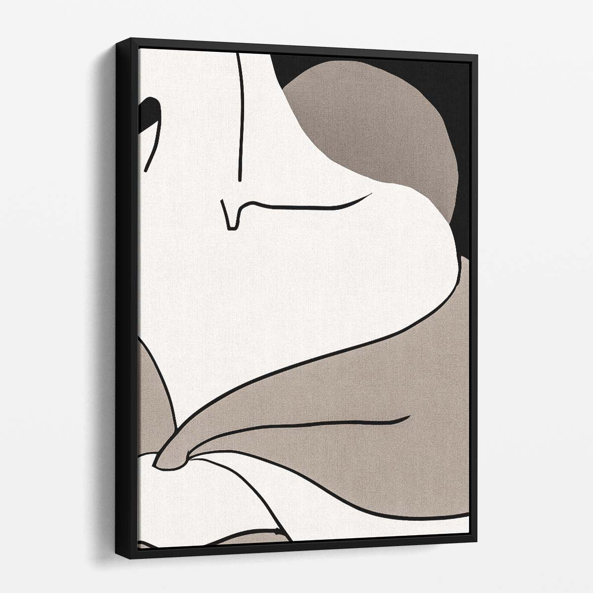 Mid-Century Beige Female Shoulder Abstract Illustration Art by Luxuriance Designs, made in USA