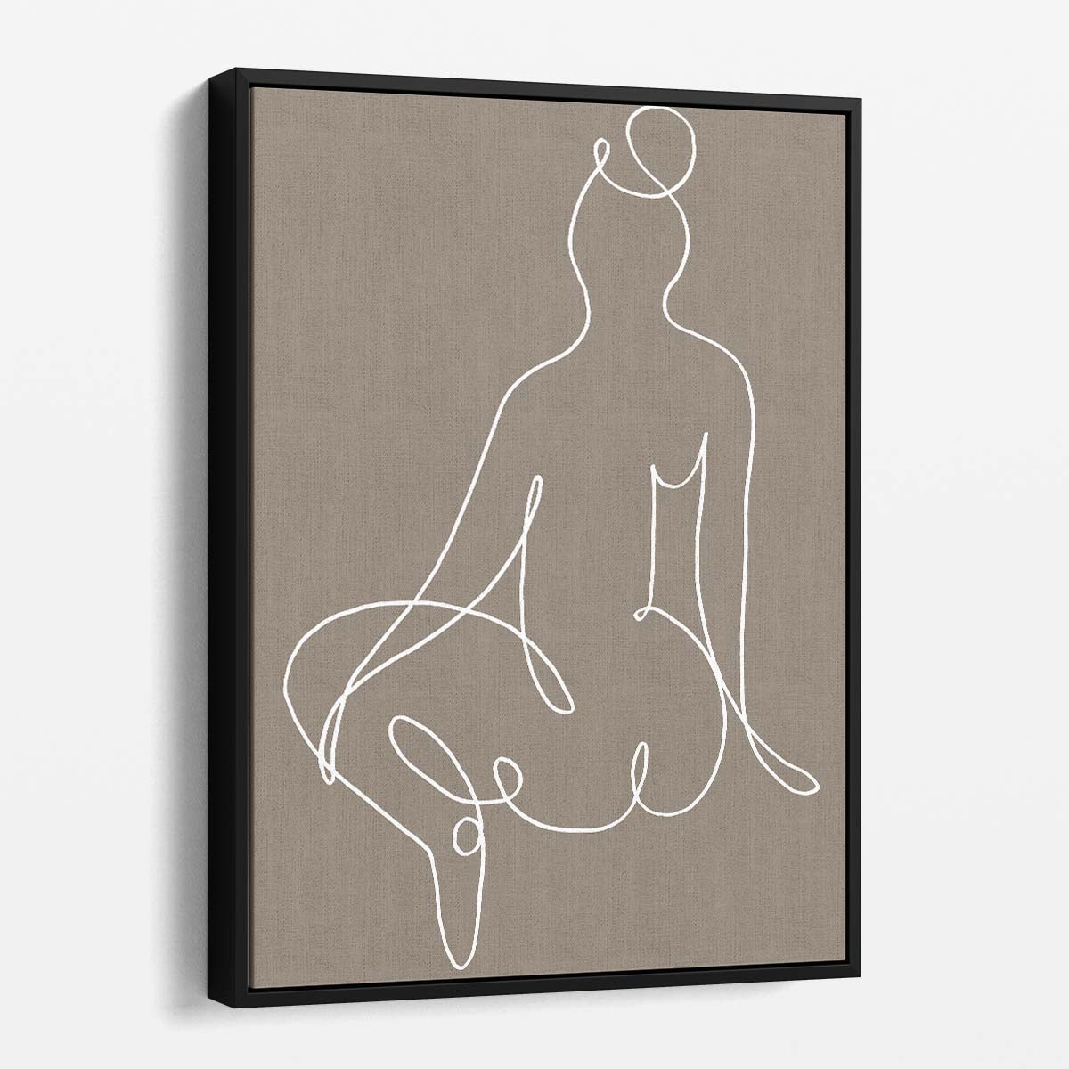 Minimalist Beige Line Art Illustration of Abstract Female Portrait by Luxuriance Designs, made in USA