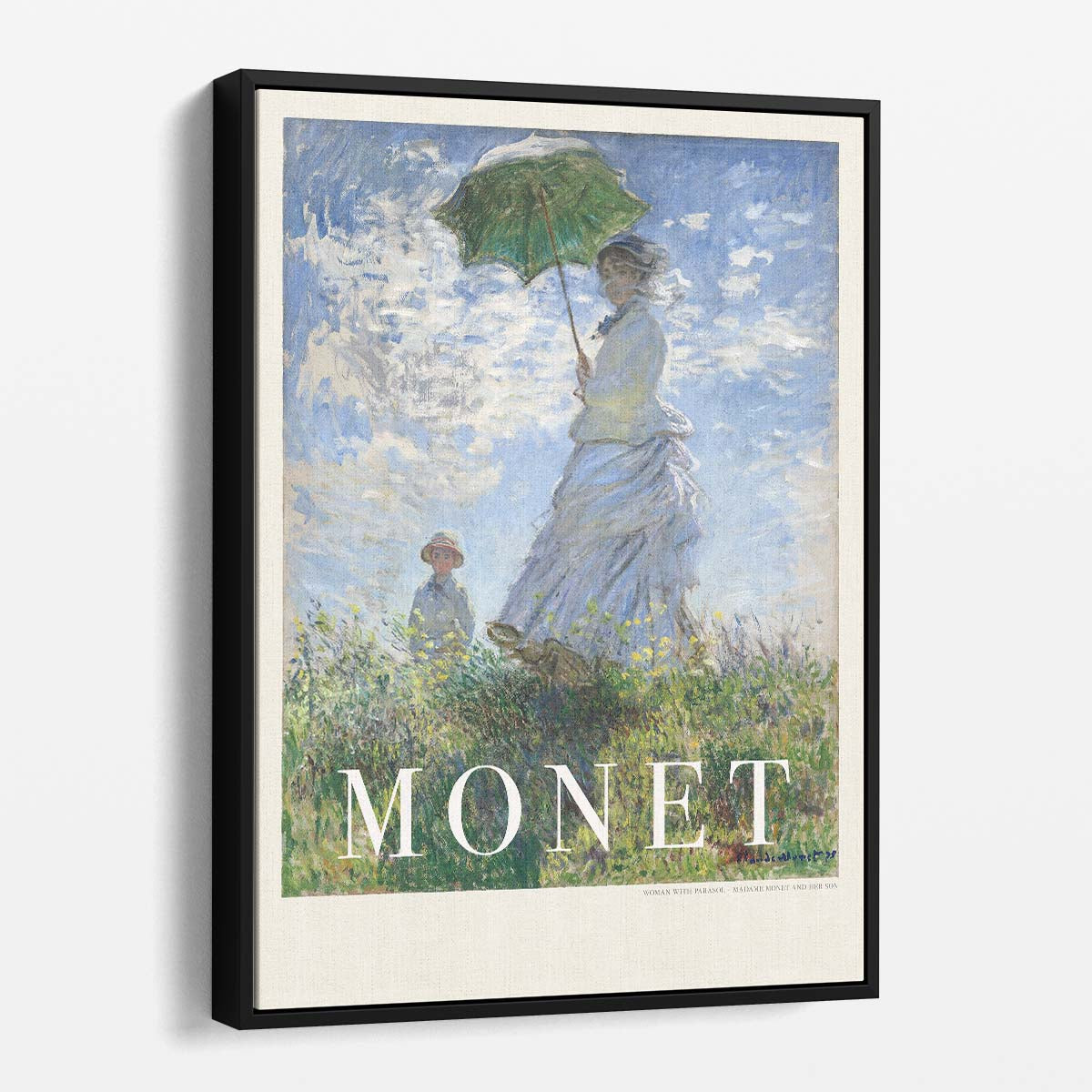 Claude Monet's Woman With Parasol, Illustrated Art Poster by Luxuriance Designs, made in USA