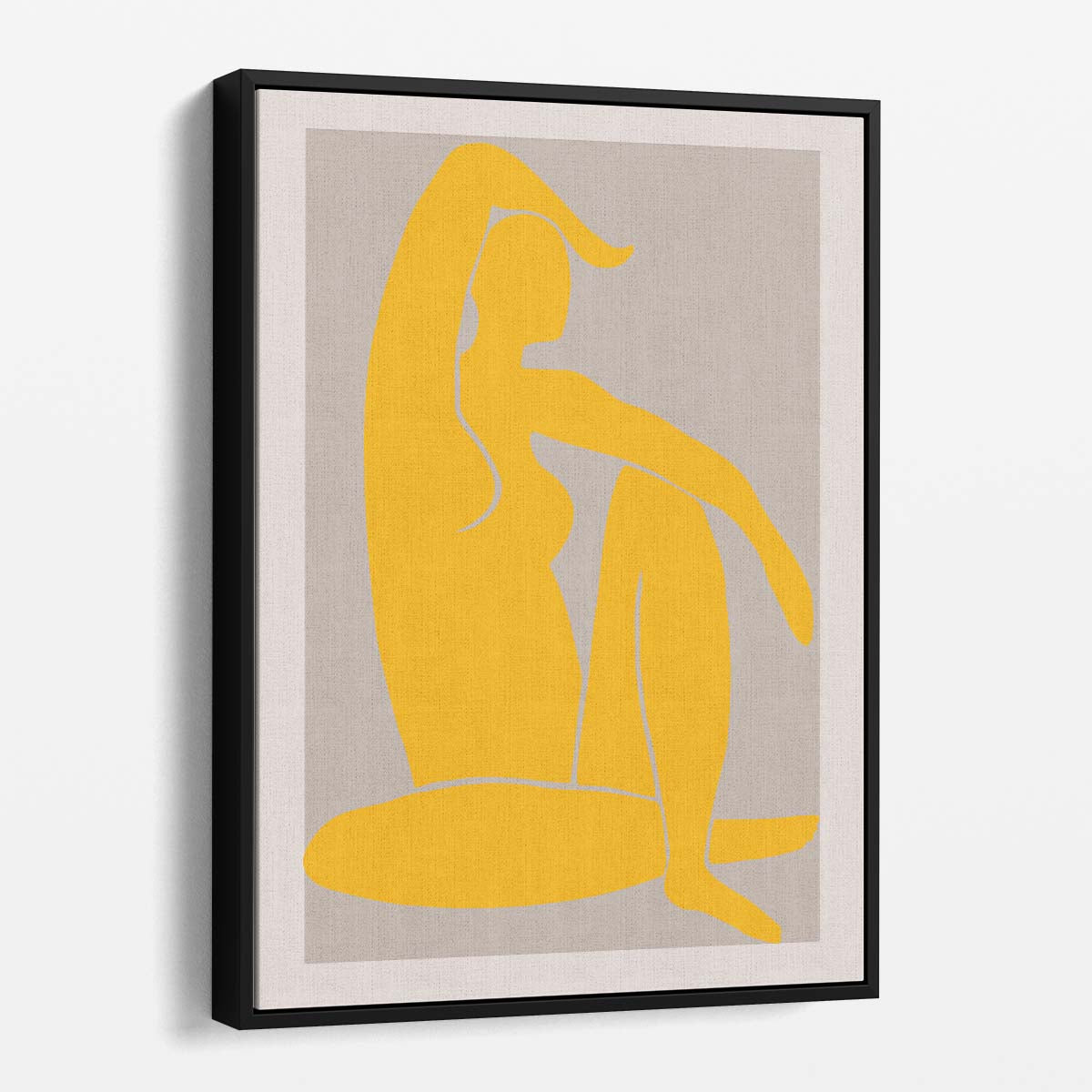 Mid-Century Yellow Woman Portrait Illustration, Figurative Wall Art by Luxuriance Designs, made in USA