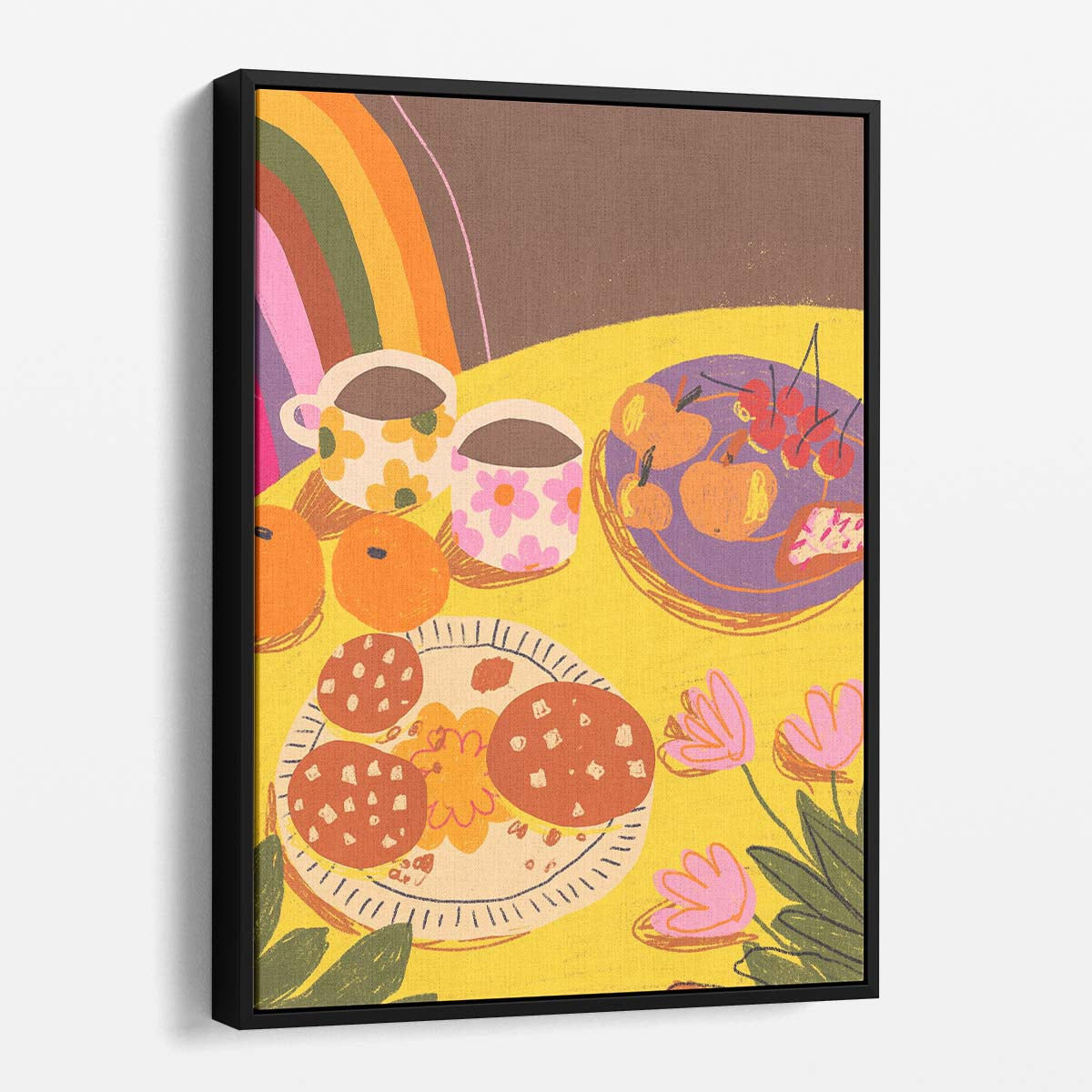 Colorful Food & Drink Illustration Artwork Yellow Table by Gigi Rosado by Luxuriance Designs, made in USA