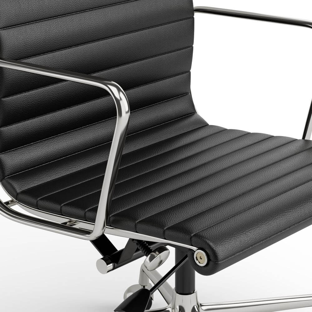 Luxuriance Designs - Eames Aluminum Group Chair - Black Color and High Backrest Closeup view - Review