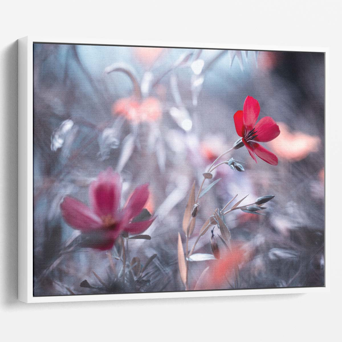 Romantic Red Floral Bokeh Love Macro Wall Art by Luxuriance Designs. Made in USA.