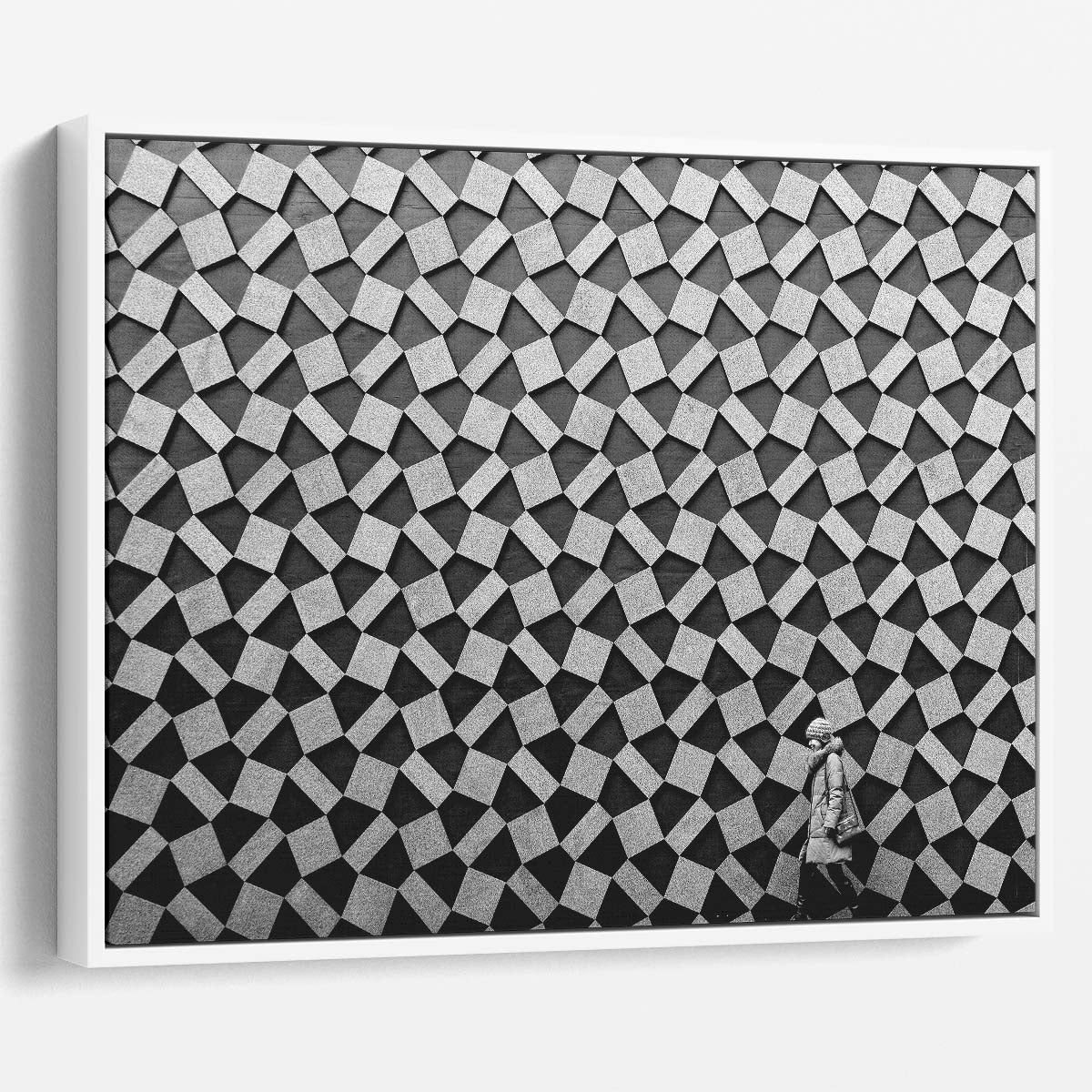 Monochrome Urban Geometry Japanese Street Wall Art by Luxuriance Designs. Made in USA.