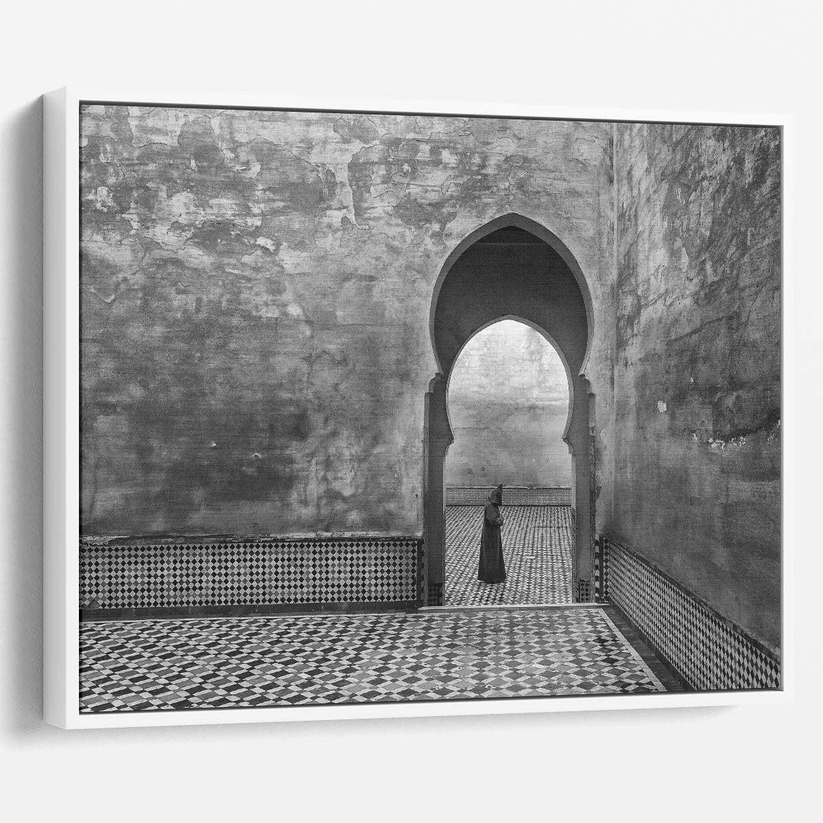 Moroccan Historic Arches & Tiles Monochrome Wall Art by Luxuriance Designs. Made in USA.