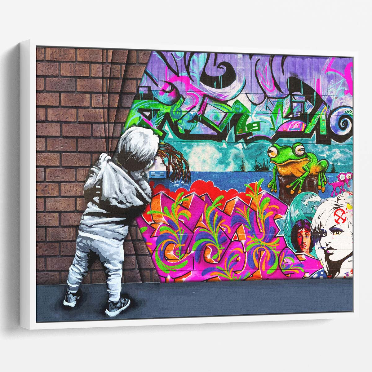 Banksy Behind The Curtain Graffiti Wall Art by Luxuriance Designs. Made in USA.