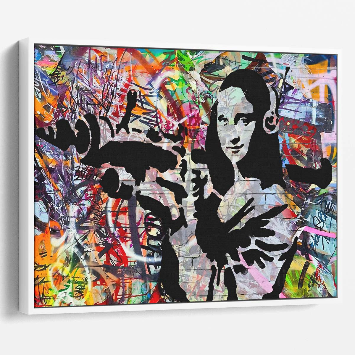 Banksy Mona Lisa with RPG Graffiti Wall Art by Luxuriance Designs. Made in USA.