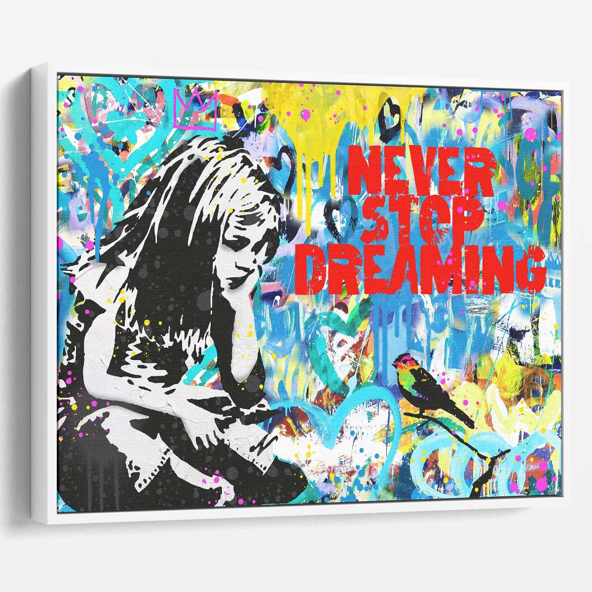 Banksy Never Stop Dreaming Graffiti Wall Art by Luxuriance Designs. Made in USA.