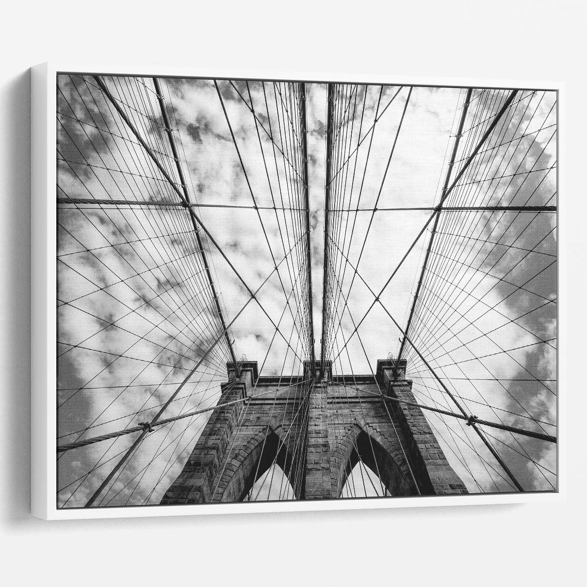 Iconic Brooklyn Bridge NYC Monochrome Architecture Wall Art by Luxuriance Designs. Made in USA.