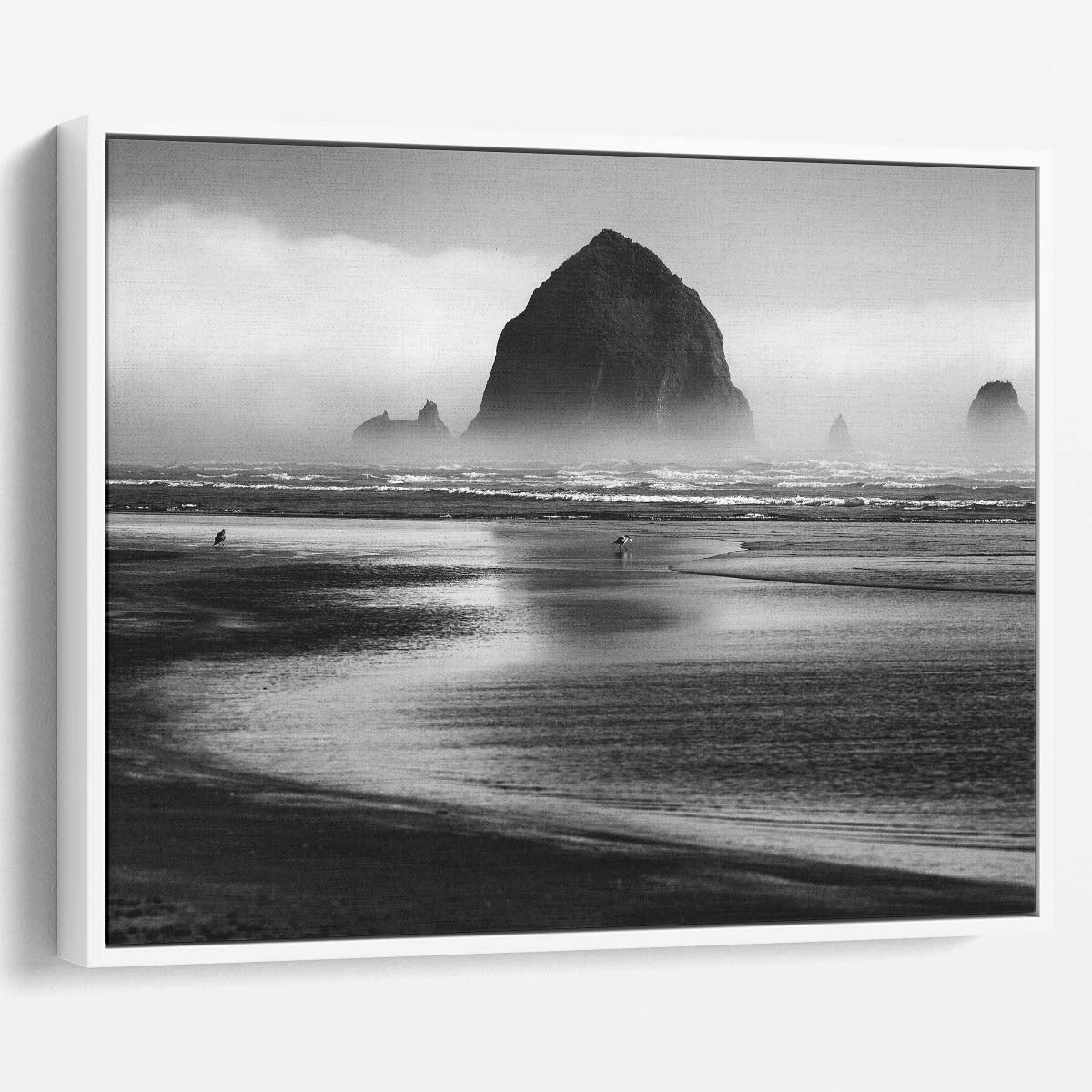 Cannon Beach Oregon Monochrome Seascape Wall Art by Luxuriance Designs. Made in USA.