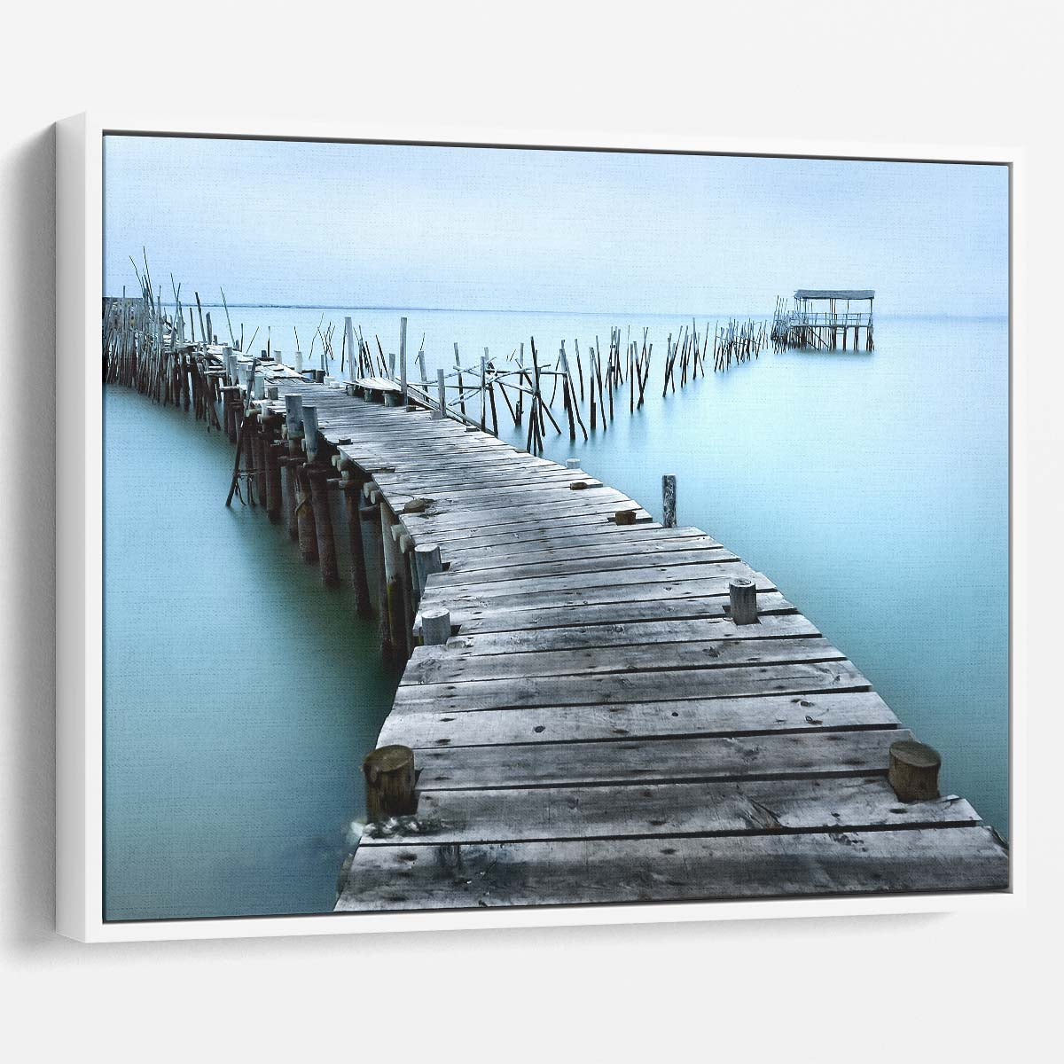 Turquoise Portugal Seascape Silky Water & Pier Photography Wall Art