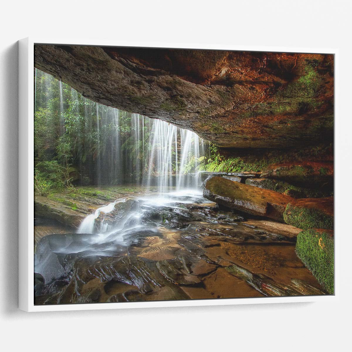 Somesby Falls Cave & Moss Landscape Wall Art by Luxuriance Designs. Made in USA.