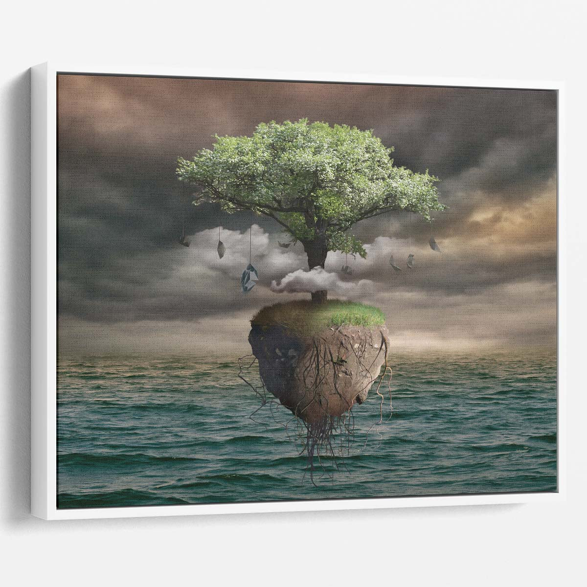 Surreal Autumn Island Dreamscape Tree Wall Art by Luxuriance Designs. Made in USA.
