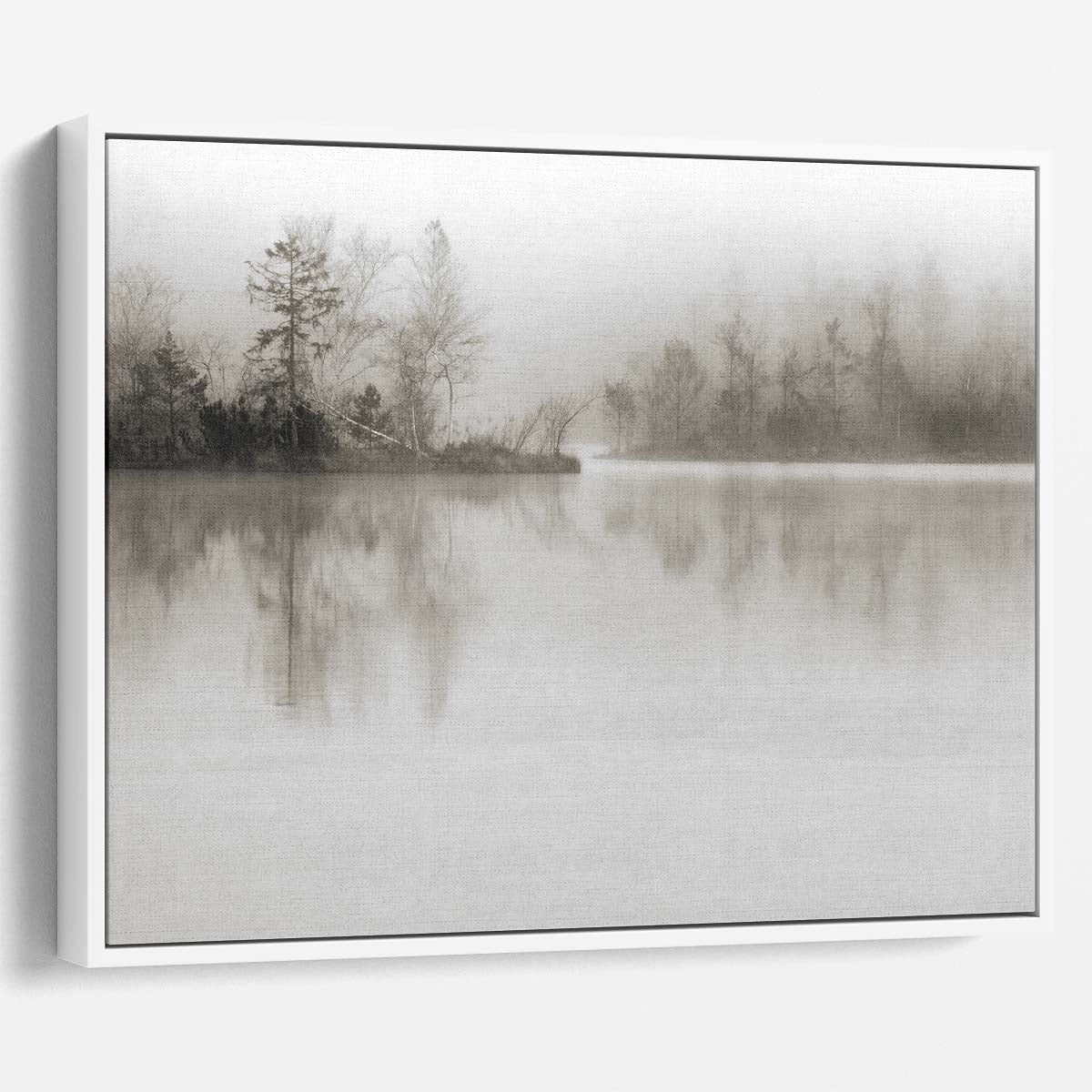 Serene Austrian Lake & Forest Mist Wall Art by Luxuriance Designs. Made in USA.