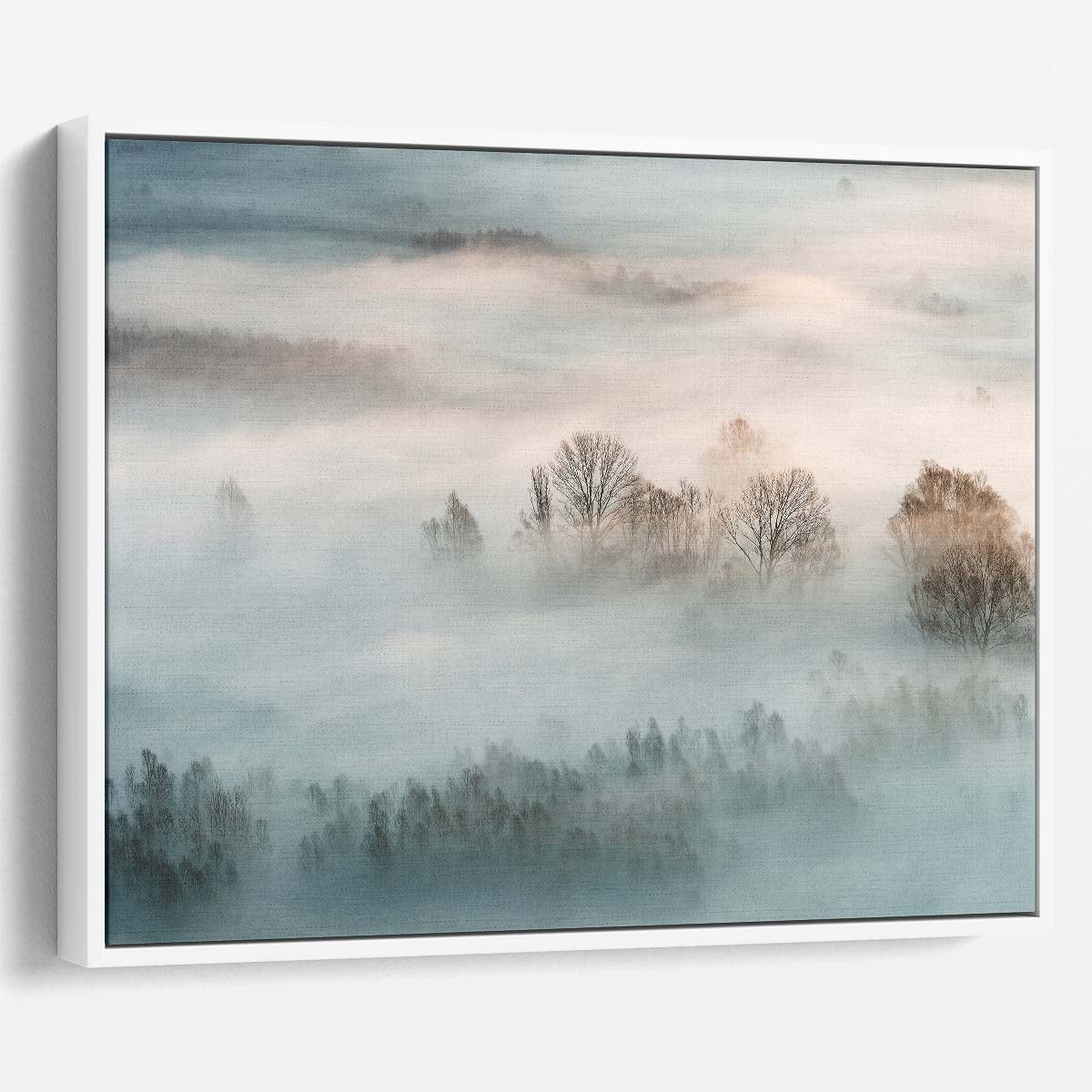 Dreamy Winter Sunrise Forest Mist Landscape Photography Wall Art