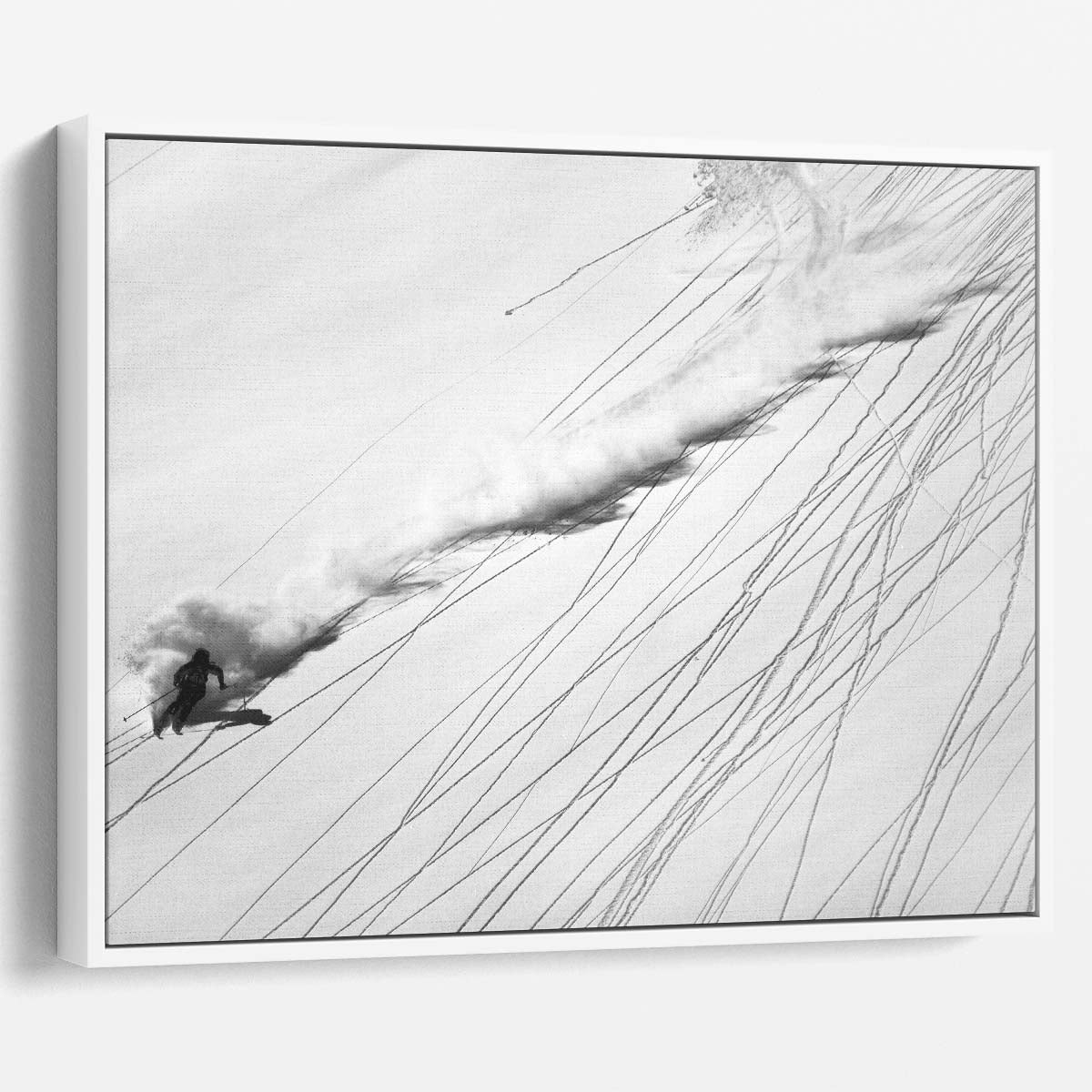 Alpine Freeride Skiing Adventure BW Wall Art by Luxuriance Designs. Made in USA.