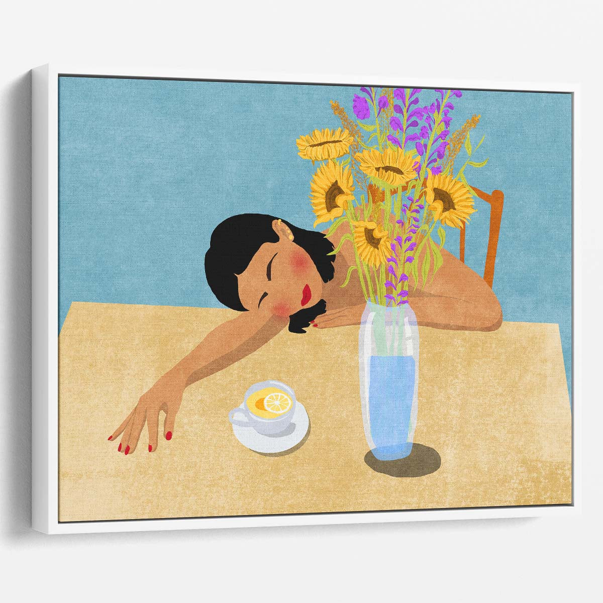 Sunflower Daydream Relaxing Figurative Wall Art by Luxuriance Designs. Made in USA.