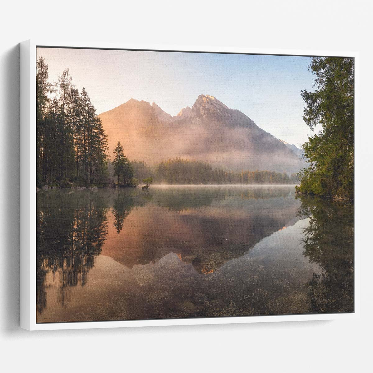 Glowing Mist Mountain Sunrise Serene Landscape Photography Wall Art