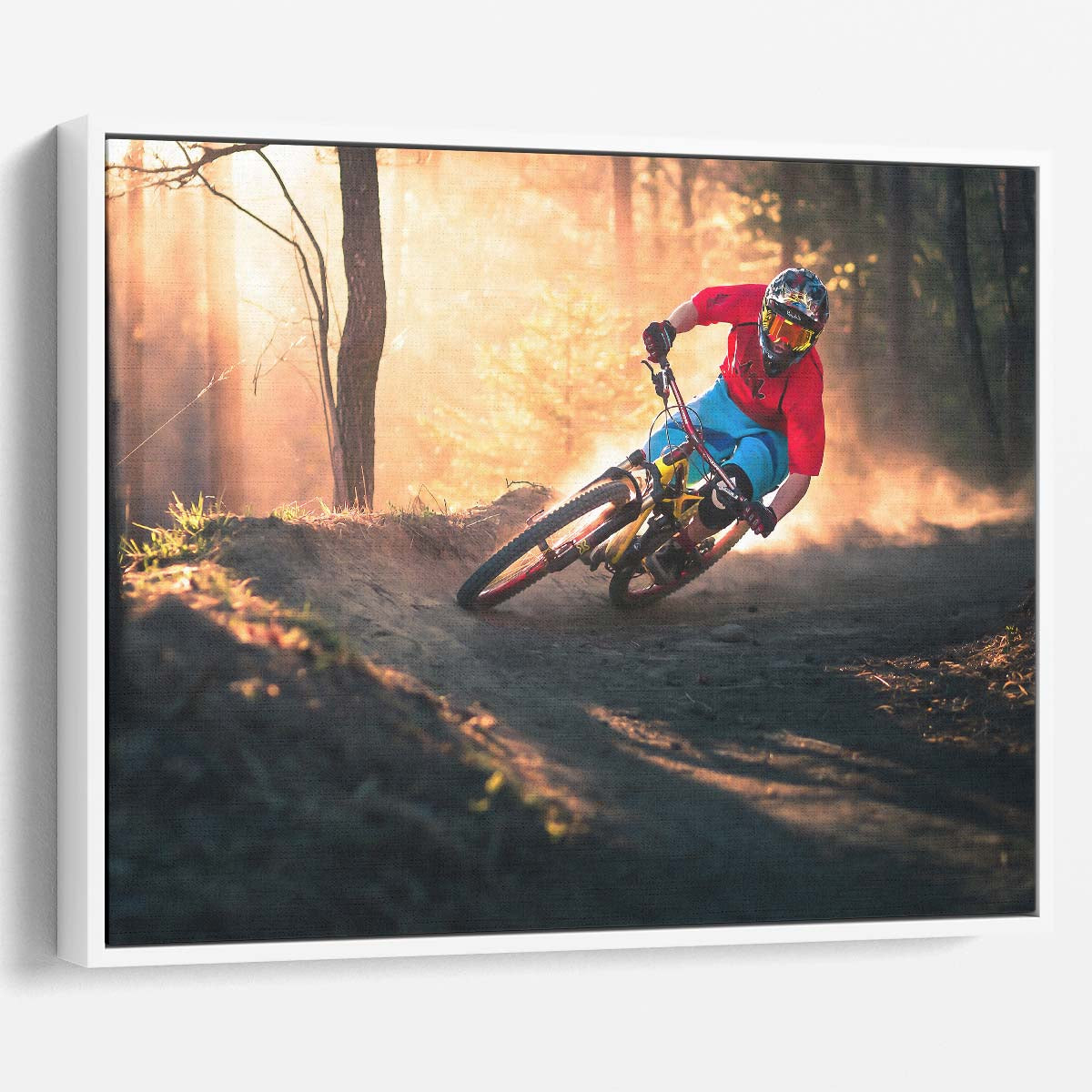 Golden MTB Freeride Adventure Bermed Corner Wall Art by Luxuriance Designs. Made in USA.