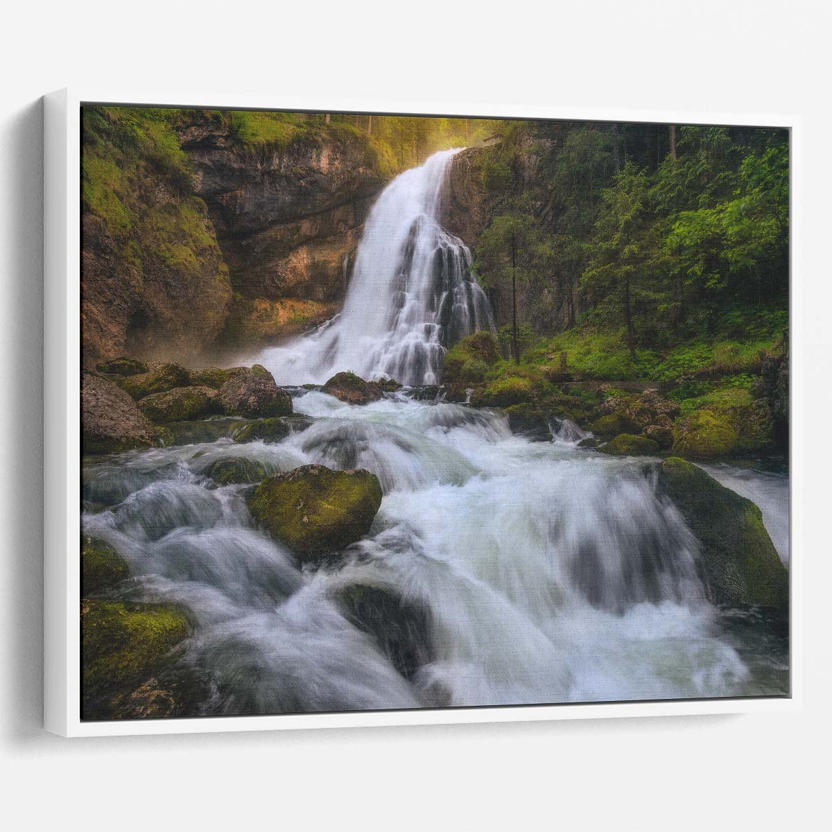 Majestic Golling Waterfall Forest Landscape Wall Art by Luxuriance Designs. Made in USA.