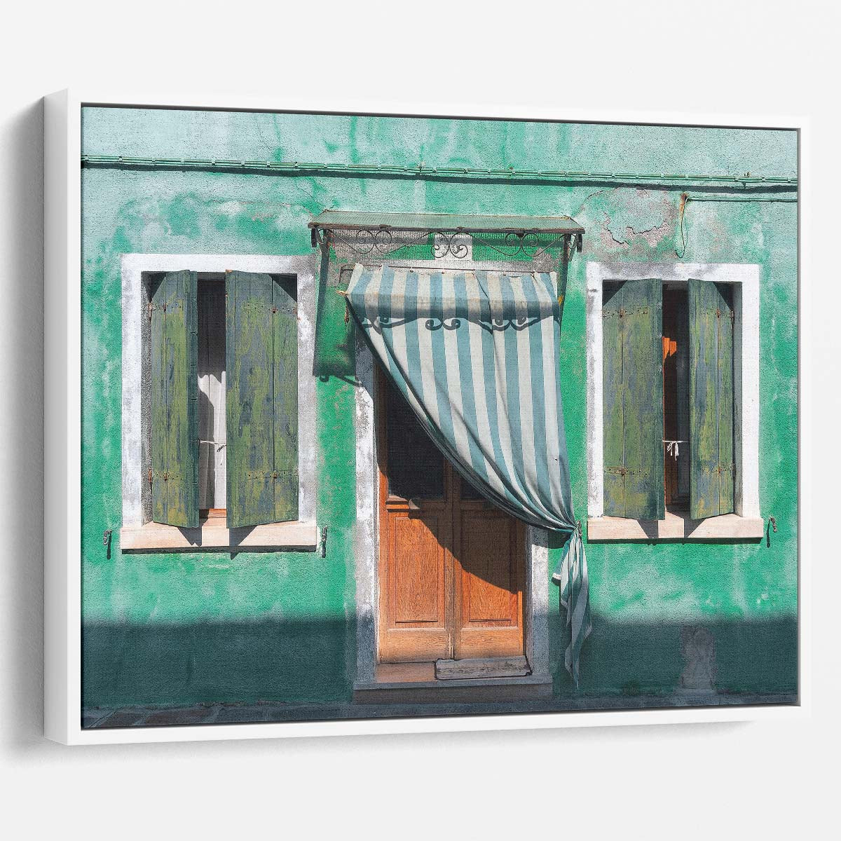 Venetian Green Shuttered Window Facade Wall Art by Luxuriance Designs. Made in USA.