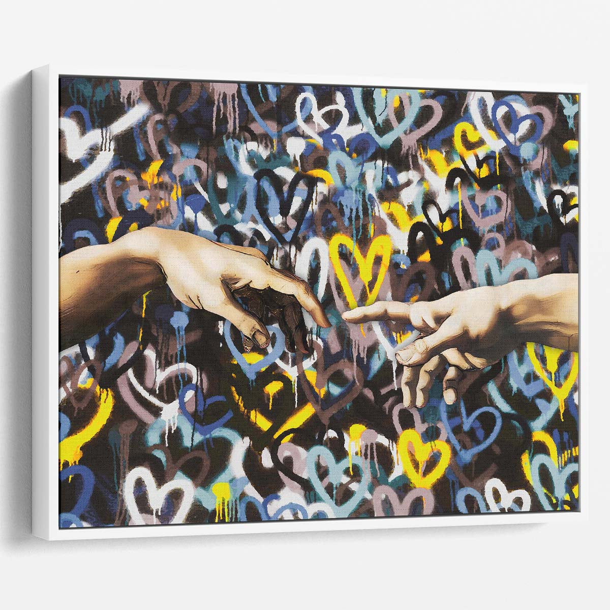 Hands Love Touch Graffiti Dark Background Wall Art by Luxuriance Designs. Made in USA.
