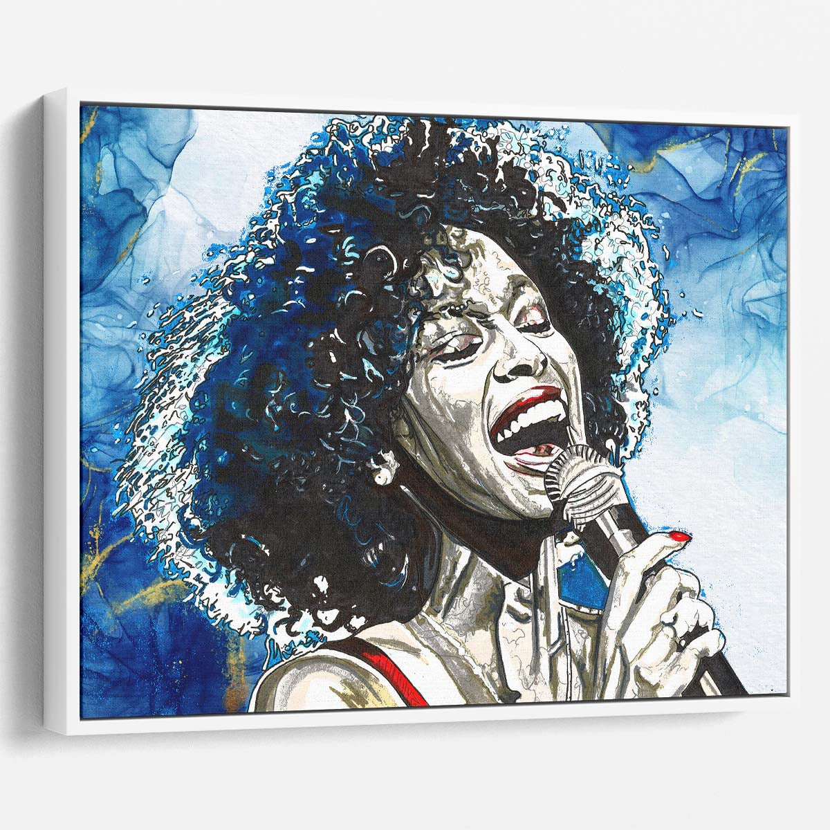 Iconic Whitney Houston Illustration Wall Art by Luxuriance Designs. Made in USA.