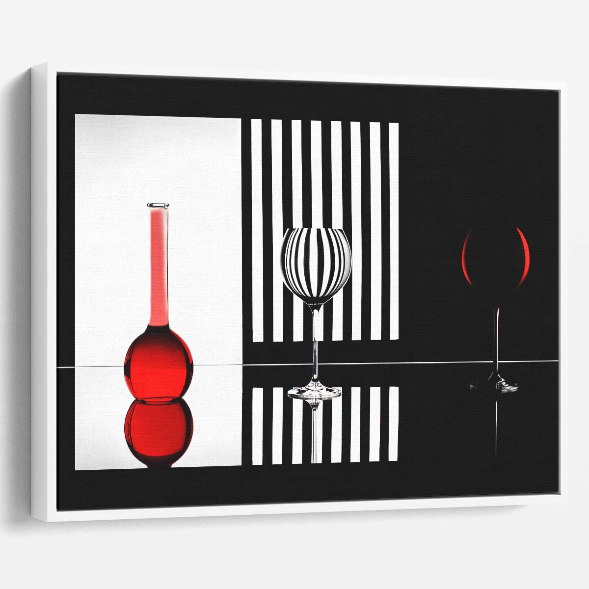 Abstract Zebra Stripe Wine Glass Reflection Wall Art by Luxuriance Designs. Made in USA.