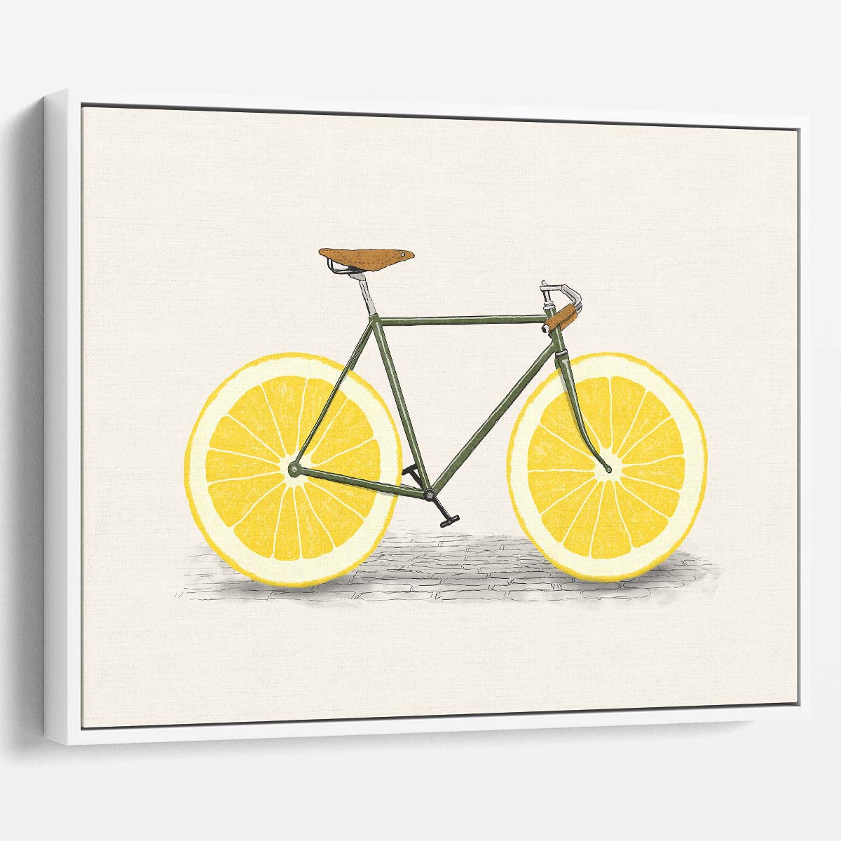 Colorful Lemon Bicycle Illustration Citrus Cycle Art Wall Art