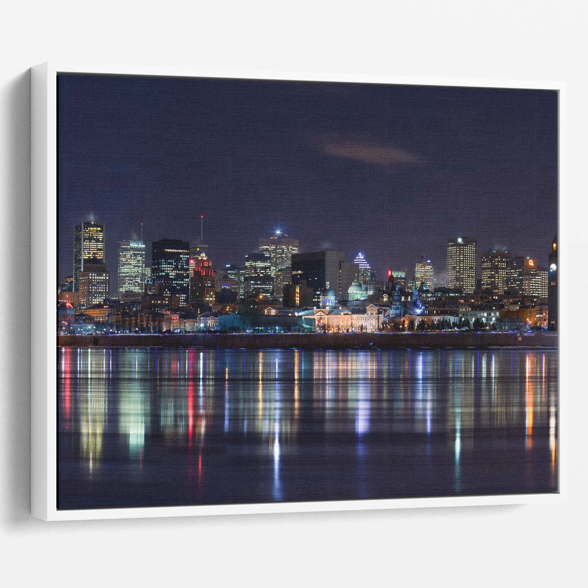 Montreal Skyline & Full Moon Reflection Wall Art by Luxuriance Designs. Made in USA.