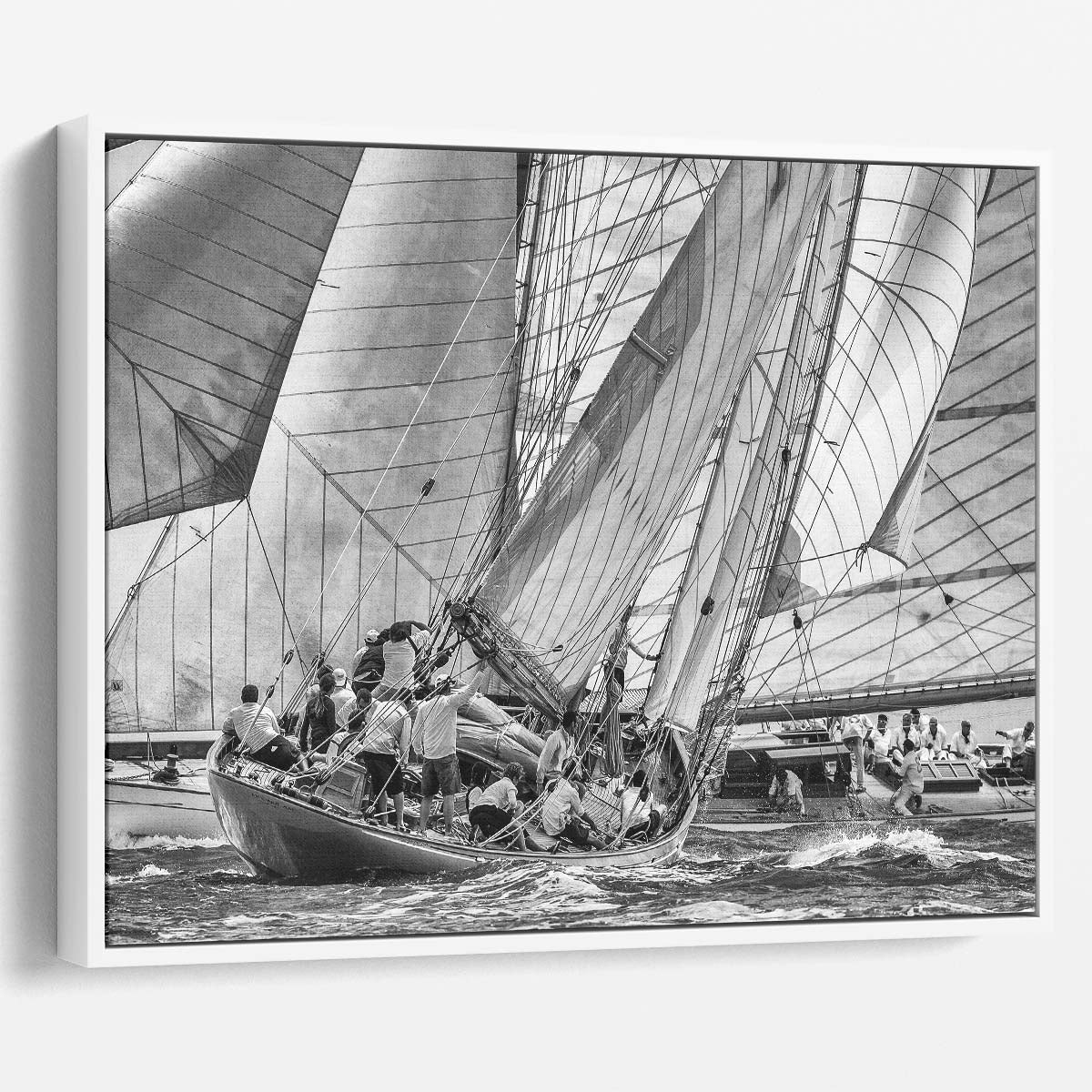 Antibes Moonbeam Yacht Race Monochrome Wall Art by Luxuriance Designs. Made in USA.
