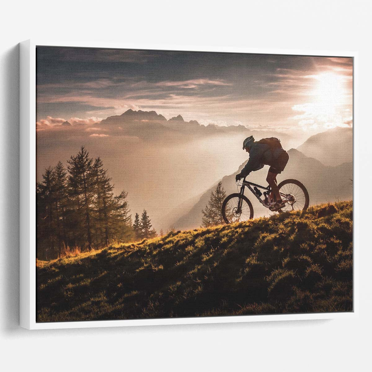 Golden Hour Mountain Biking Adventure - Action Photography Wall Art