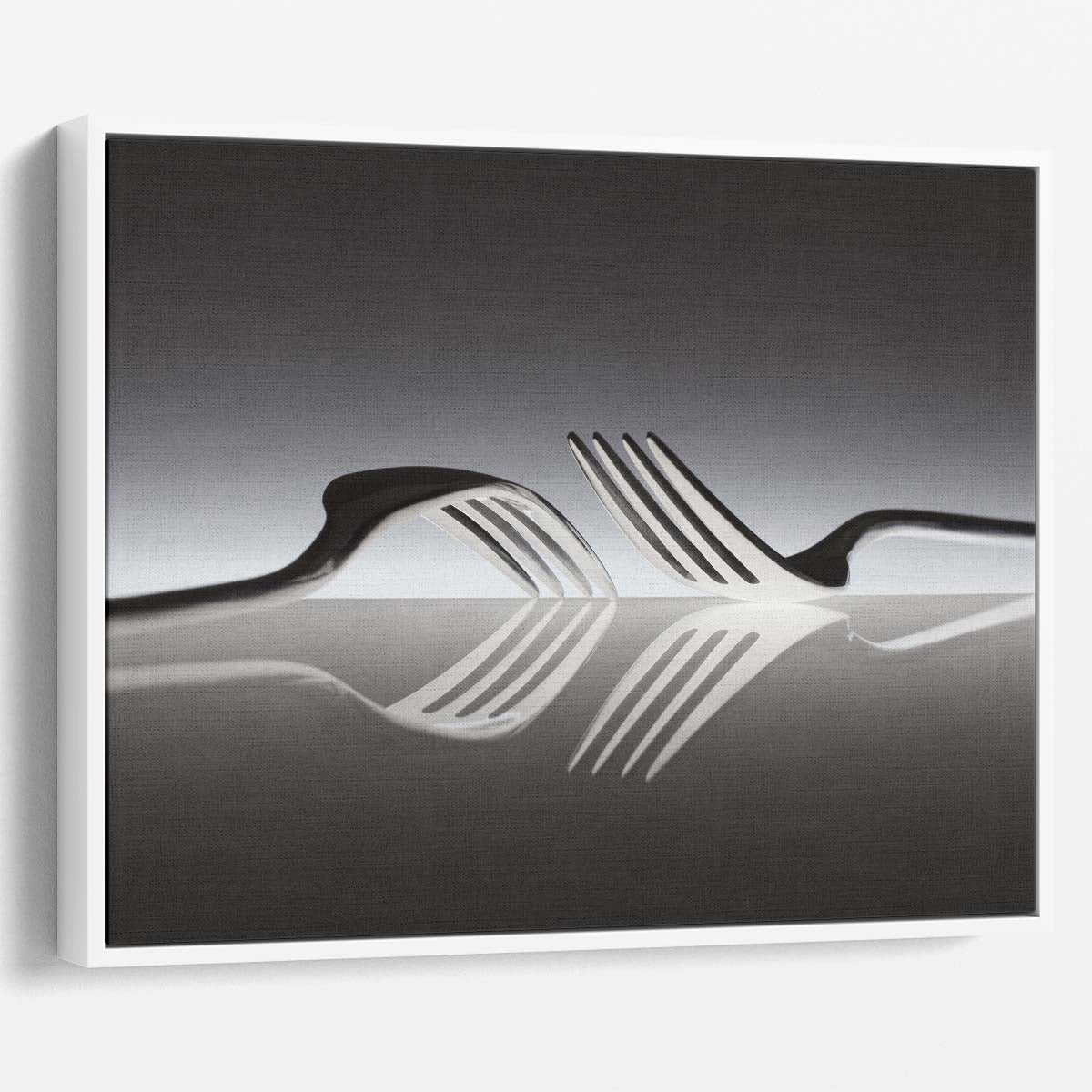 Monochrome Fork Reflection Abstract Kitchen Wall Art Wall Art