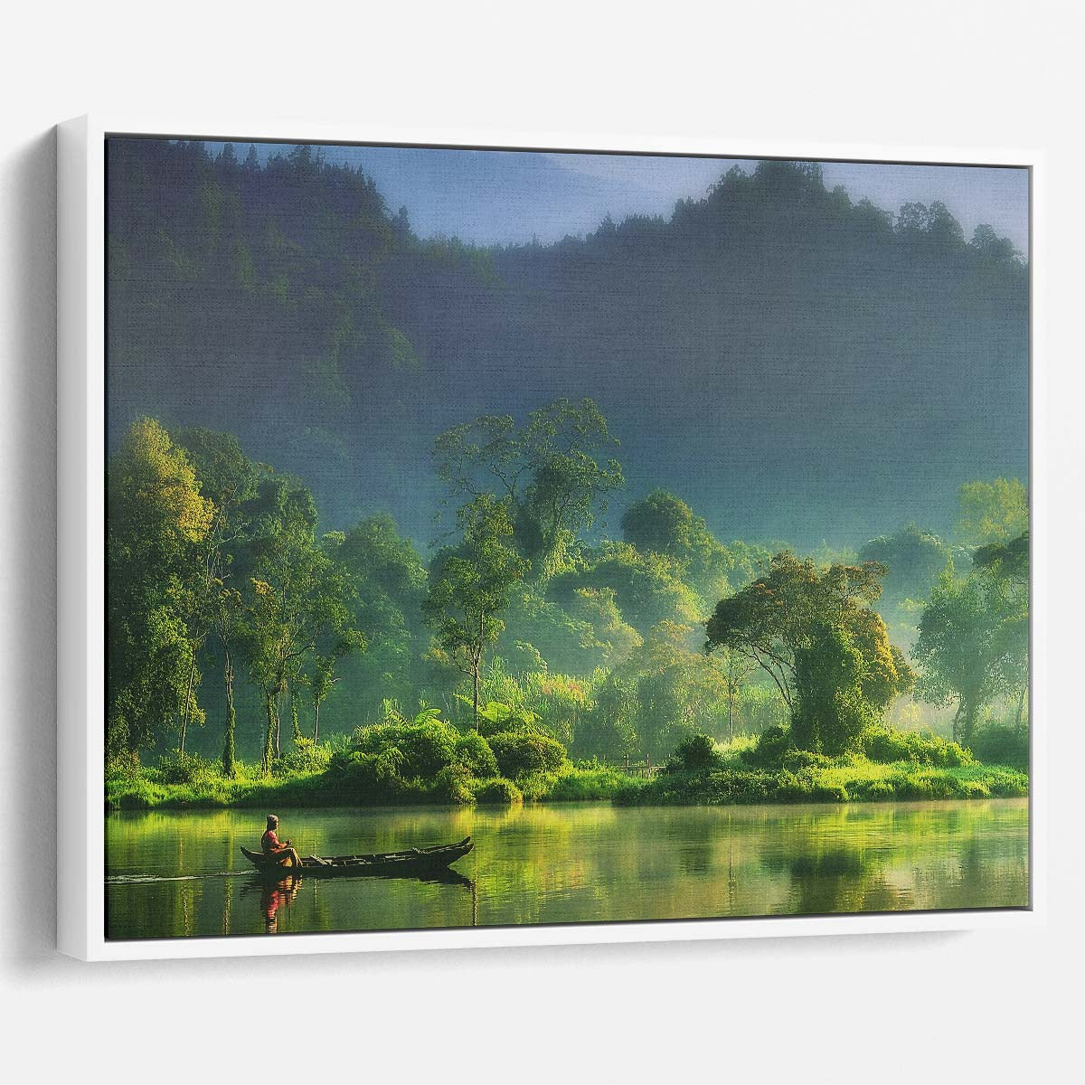 Serene Indonesian Jungle River Landscape Photography Wall Art