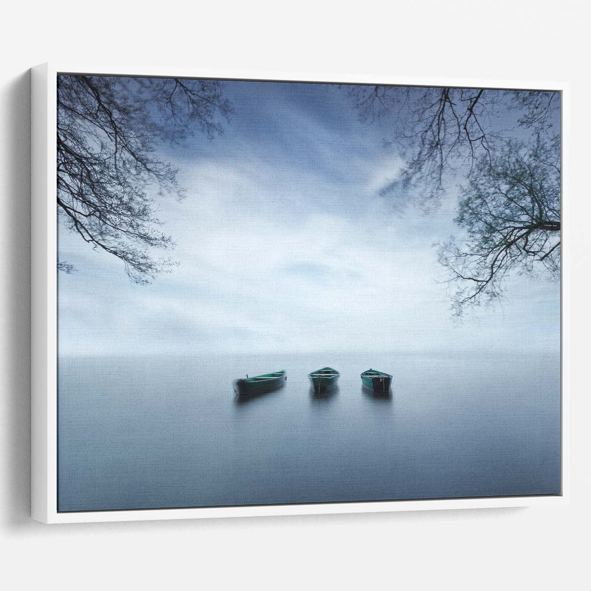 Serene Seascape Tranquil Row Boat Lake Wall Art